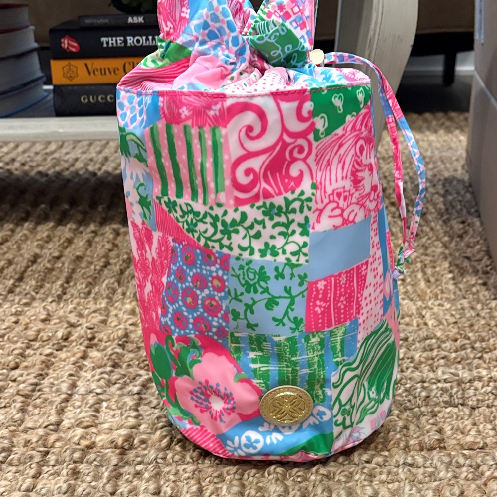 New Lilly Pulitzer pool pouch Colorful Patchwork Drawstring Bag